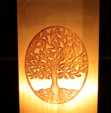 Lampe Sélénite Rectangle Gravée 25cm - Arbre de Vie