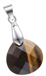Pendentif Goutte Plate Facettée Oeil De Tigre